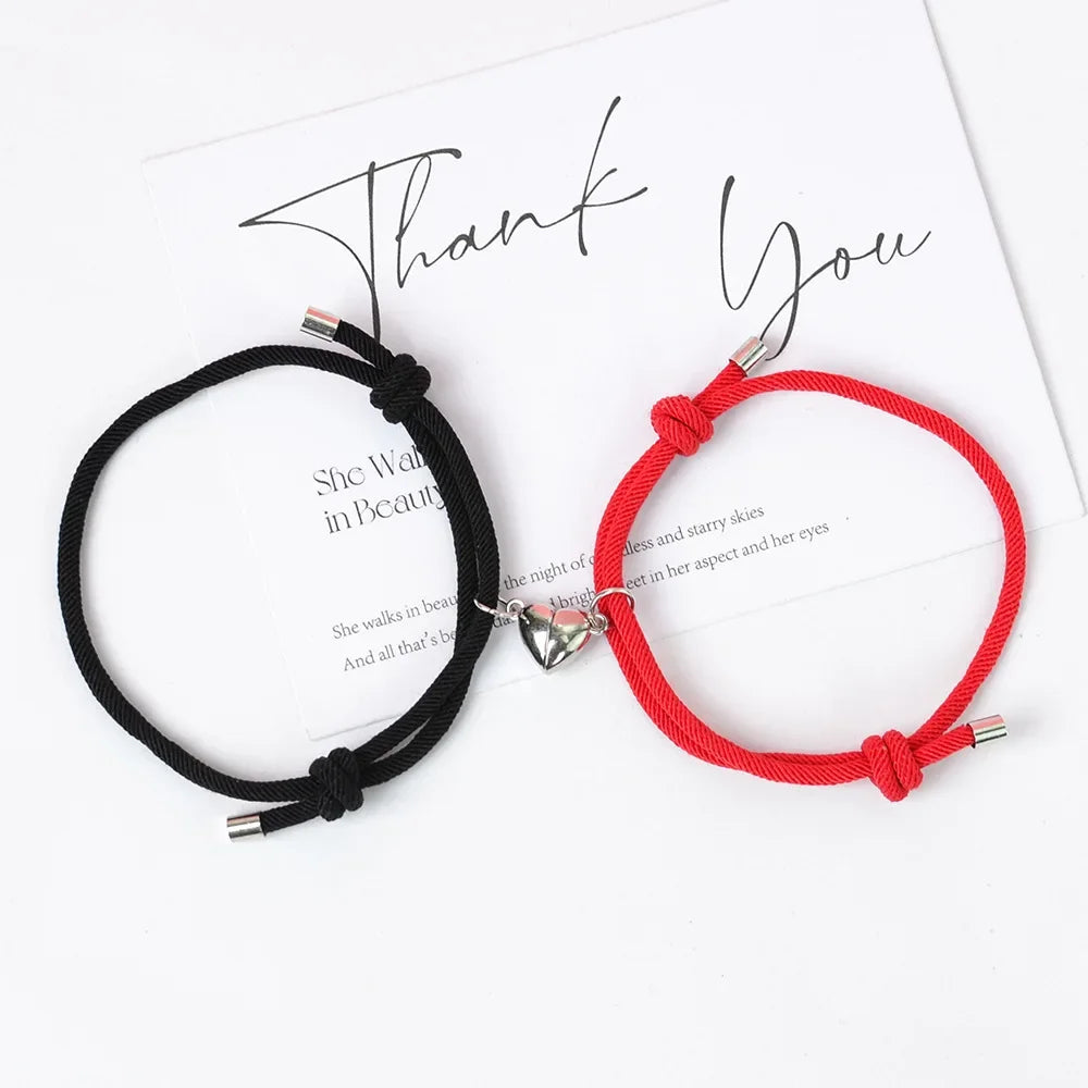 Pulseras para Parejas de Amigos Pulsera de Esclava Corazón Magnético 4