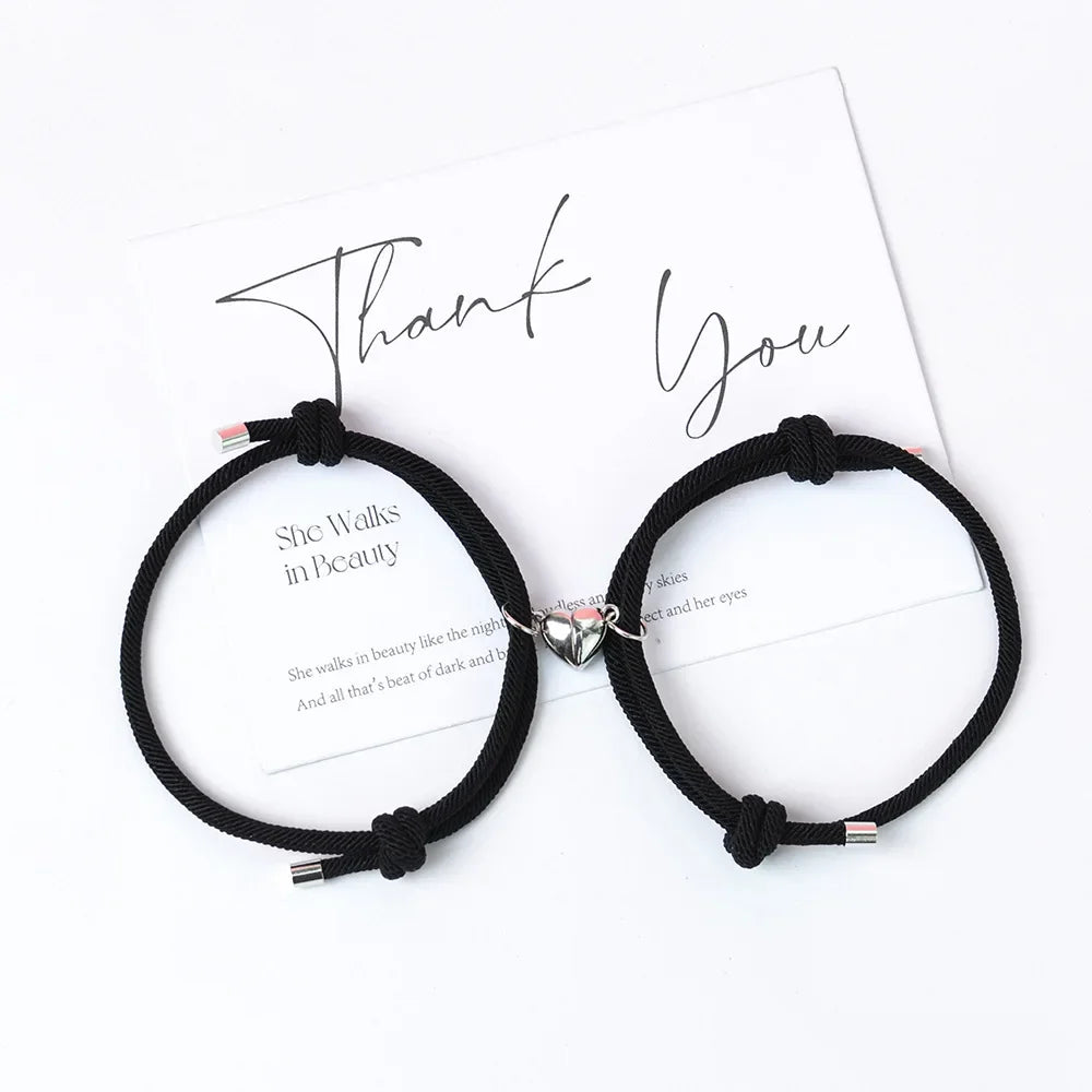 Pulseras para Parejas de Amigos Pulsera de Esclava Corazón Magnético 5