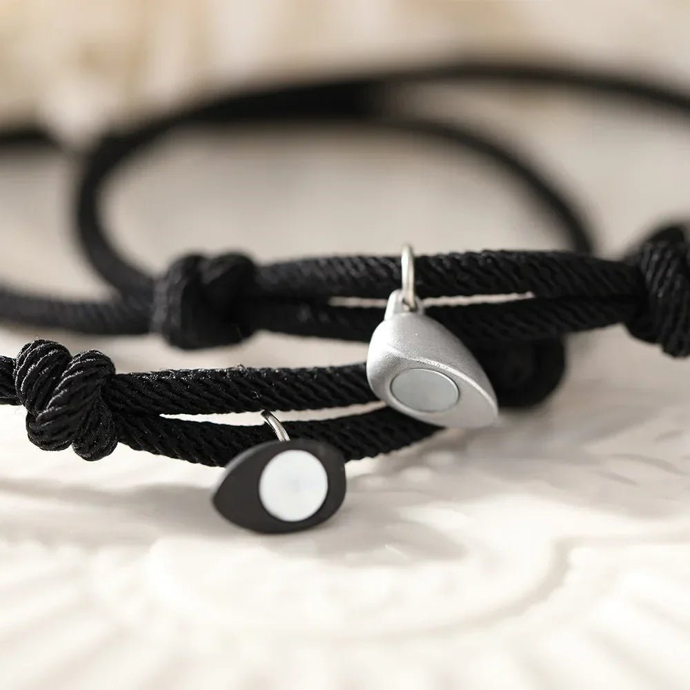 Pulseras para Parejas de Amigos Pulsera de Esclava Corazón Magnético