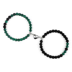 Pulseras para Parejas Pulsera Magnética con Perlas verdes y negras