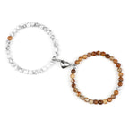 Pulseras para Parejas Pulsera Magnética con Perlas blancas y marrones