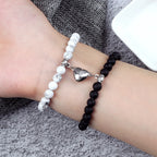 Pulseras para Parejas Pulsera Magnética con Perlas blancas y negras