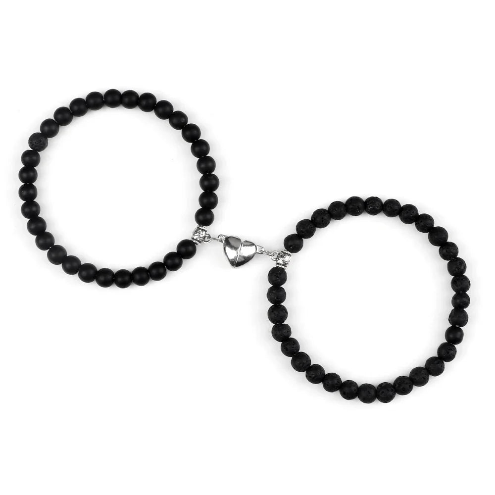 Pulseras para Parejas Pulsera Magnética con Perlas negras negras