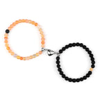Pulseras para Parejas Pulsera Magnética con Perlas piedra de sol y negras