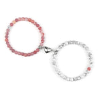 Pulseras para Parejas Pulsera Magnética con Perlas rosas y blancas