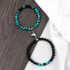 Pulseras para Parejas Pulsera Magnética con Perlas turquesa y negras