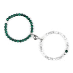 Pulseras para Parejas Pulsera Magnética con Perlas verdes y blancas
