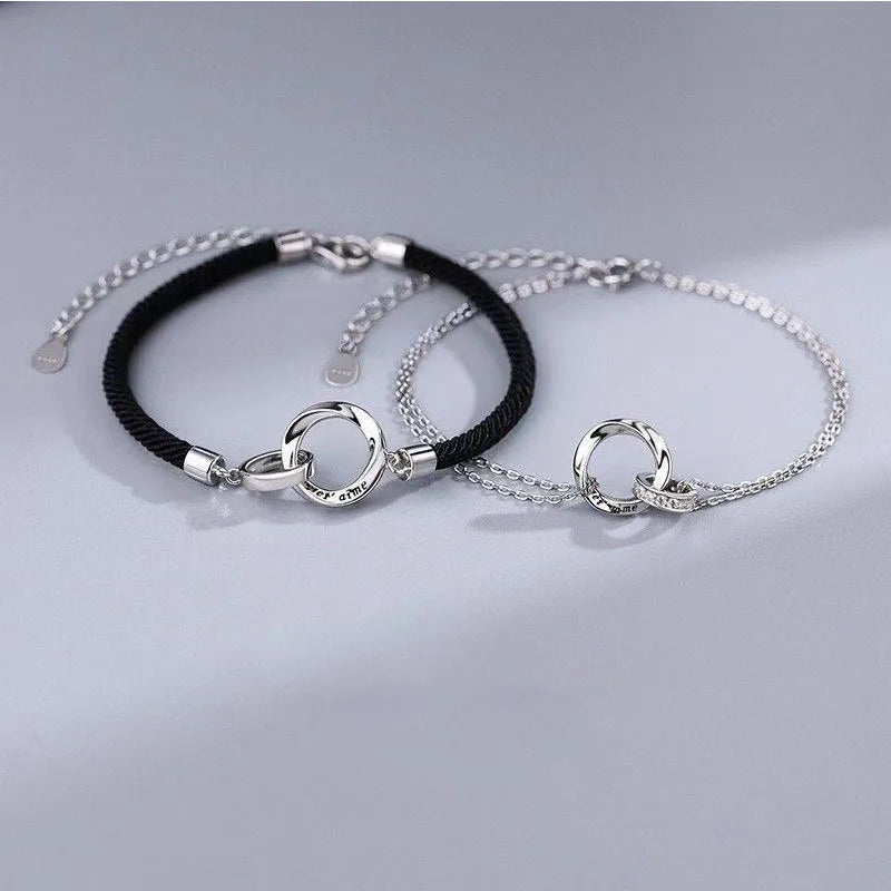 Pulseras para Parejas Románticas de Esclava con Anillos