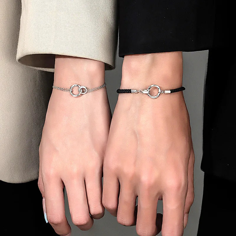 Pulseras para Parejas Románticas de Esclava con Anillos
