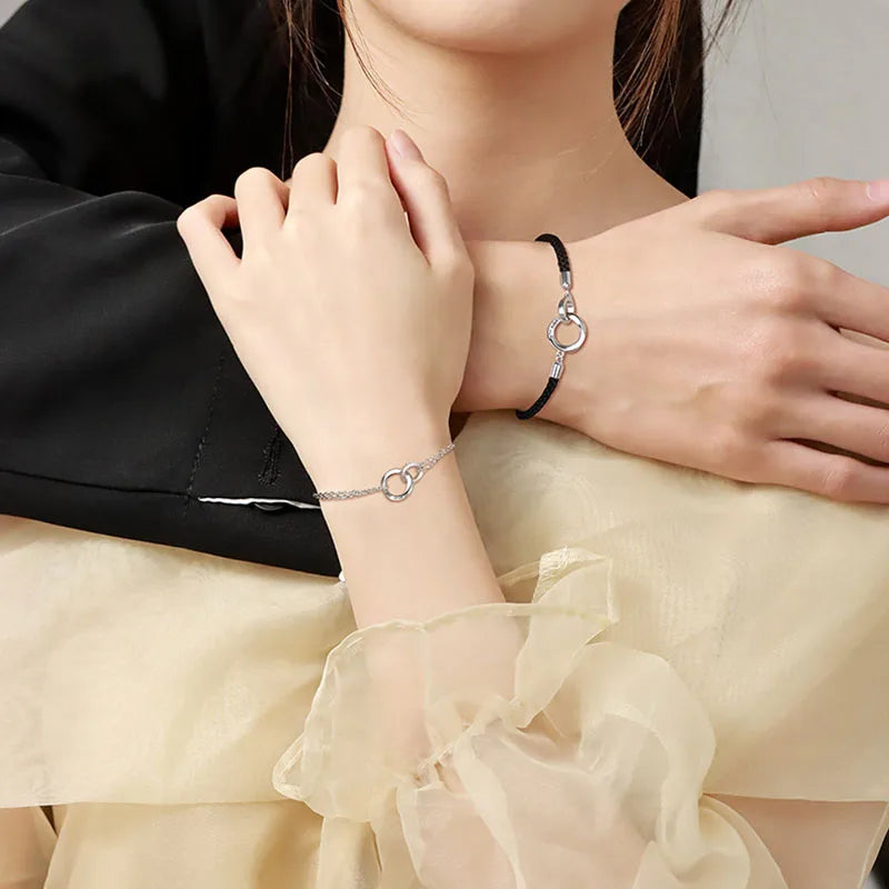 Pulseras para Parejas Románticas de Esclava con Anillos