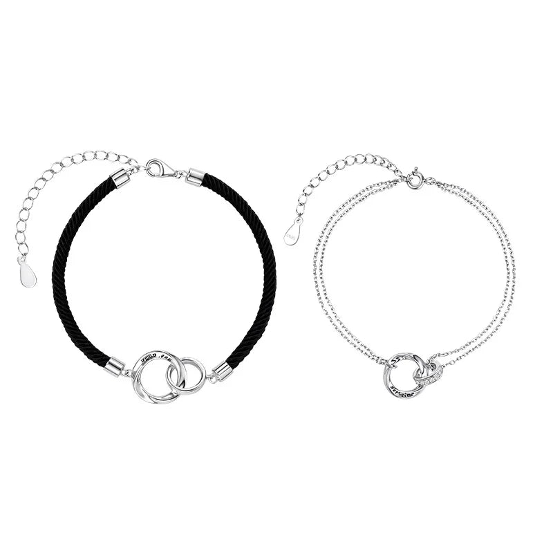 Pulseras para Parejas Románticas de Esclava con Anillos 