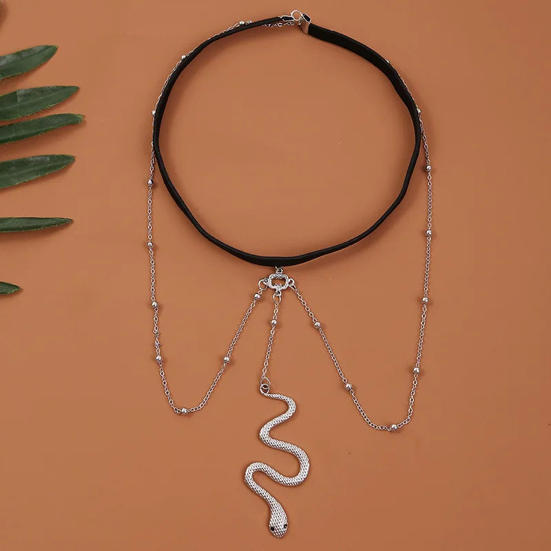 Cadena para muslo serpiente pierna - Joya para muslo cuerpo muslo mujer plata