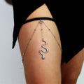 Cadena para muslo serpiente pierna - Joya para muslo cuerpo muslo mujer plata