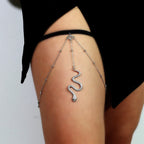 Cadena para muslo serpiente pierna - Joya para muslo cuerpo muslo mujer plata