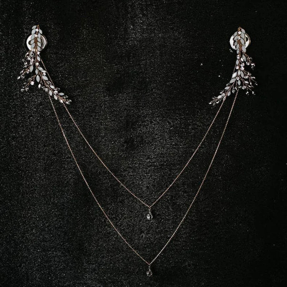 Cadena para la Espalda de Boda Collar Adorno Dorsal Mujer plata