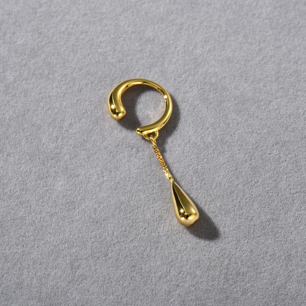 Pendientes de clip aros finos con gota de agua oro