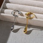 Pendientes de clip aros finos con gota de agua plata