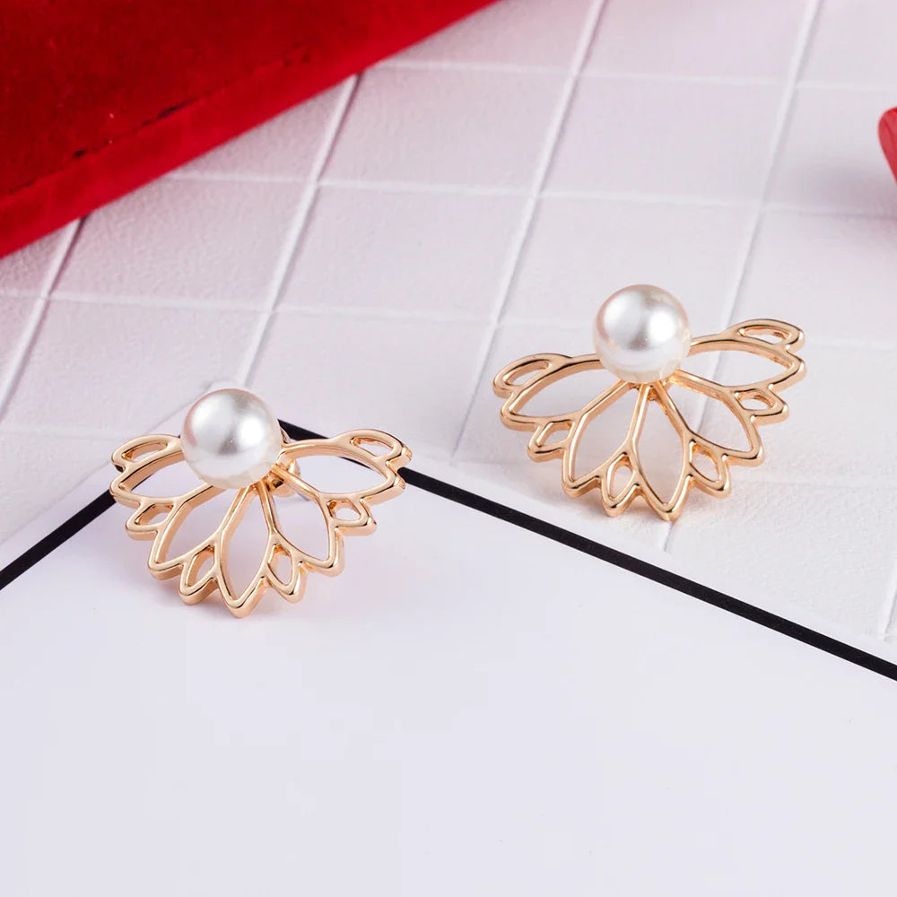 Aretes de Flor de Loto para Mujer en Oro