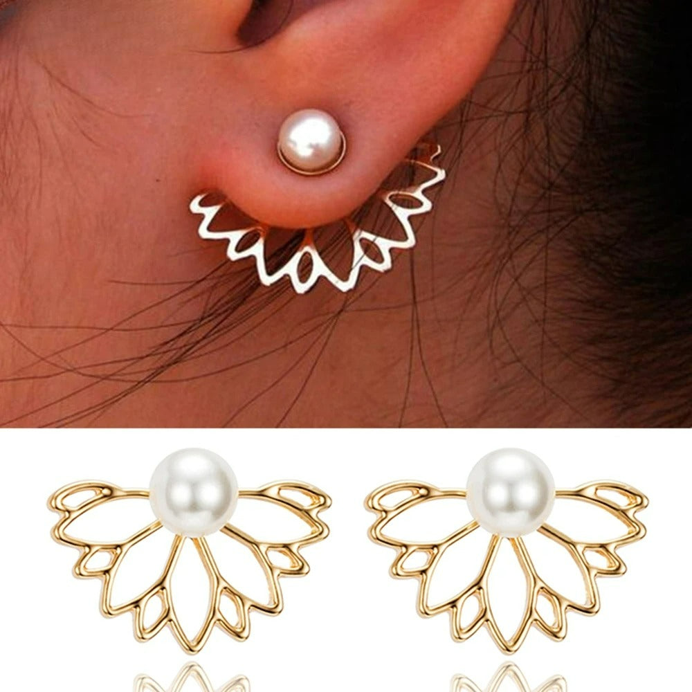 Aretes de Flor de Loto para Mujer en Oro