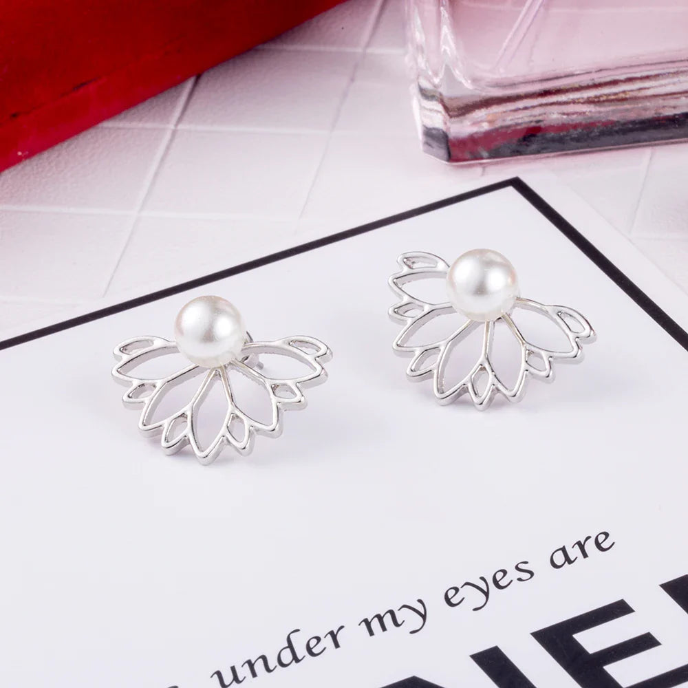 Aretes de Flor de Loto para Mujer en Plata