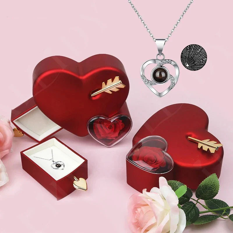 Cofre Amor Eterno con Rosa y Collar