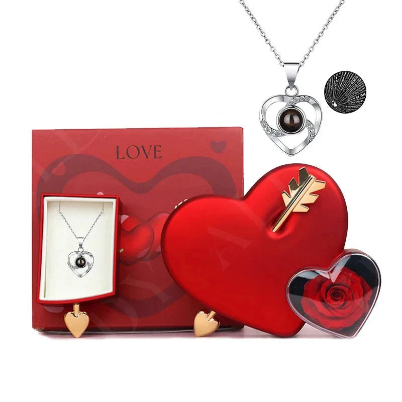 Cofre Amor Eterno con Rosa y Collar