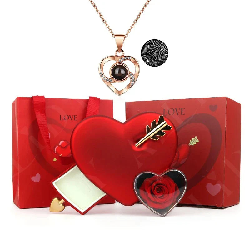 Cofre Amor Eterno con Rosa y Collar