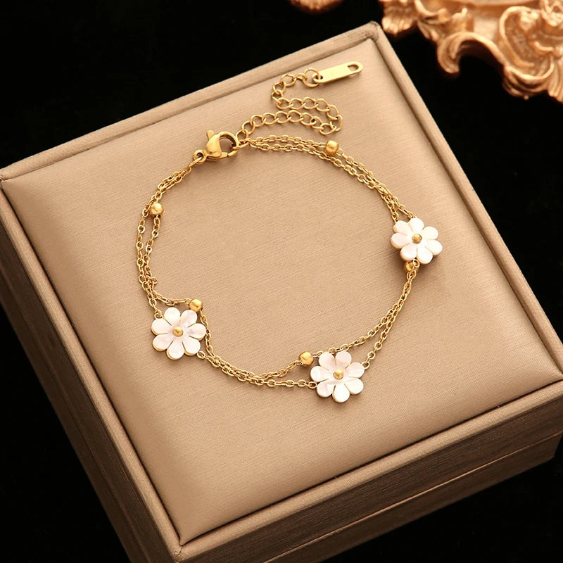 Juego de 3 Joyas Margaritas Blancas