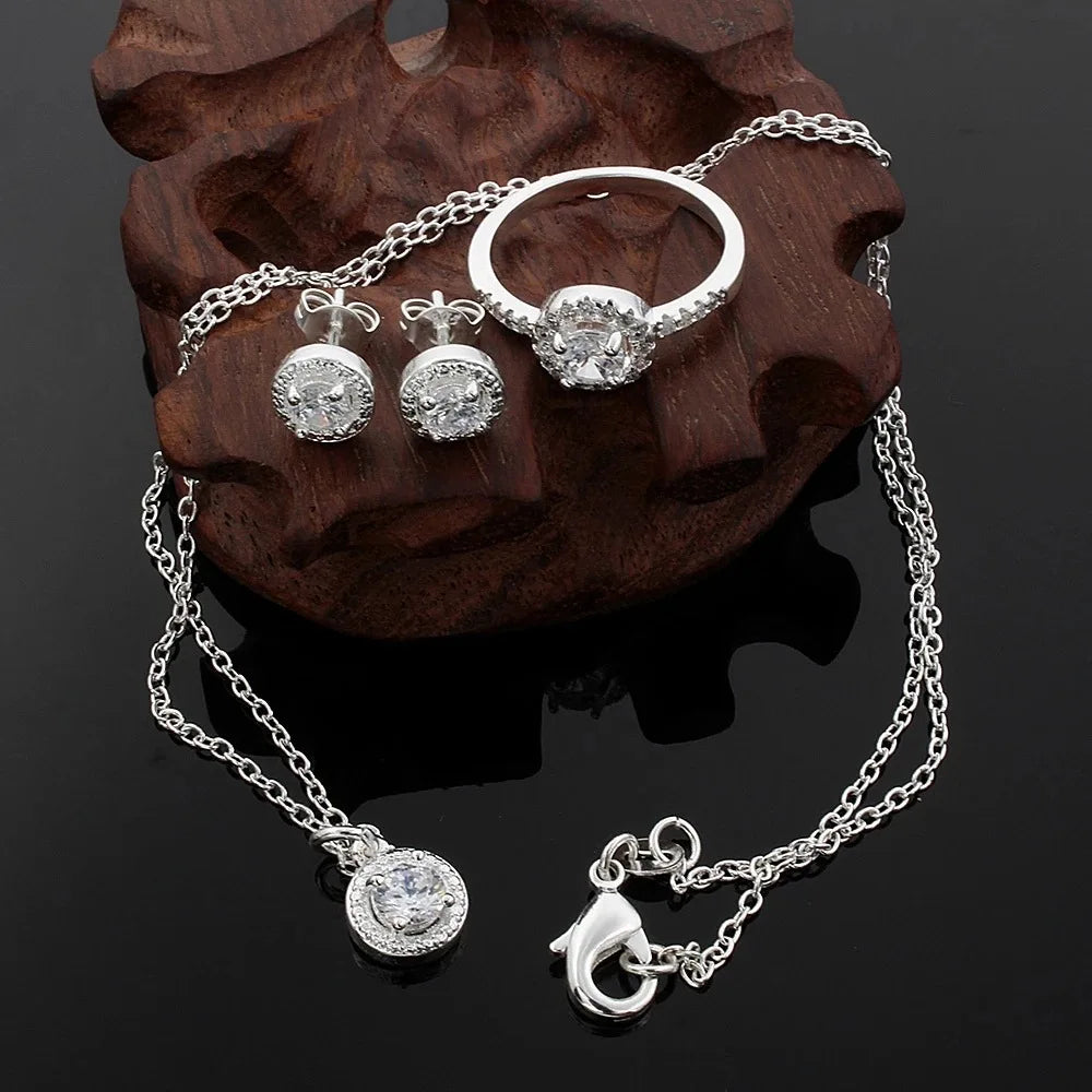 Juego de 3 Joyas de Zircones de Plata