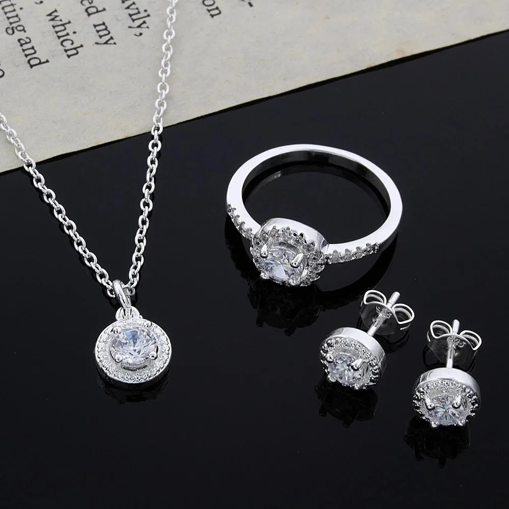 Juego de 3 Joyas de Zircones de Plata