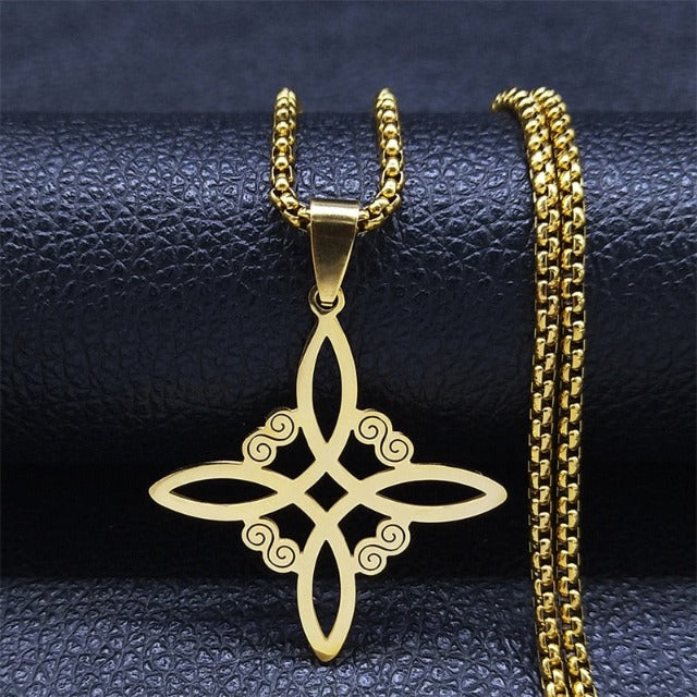 Collar Amuleto de Protección Nudo de Bruja oro