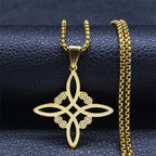 Collar Amuleto de Protección Nudo de Bruja oro