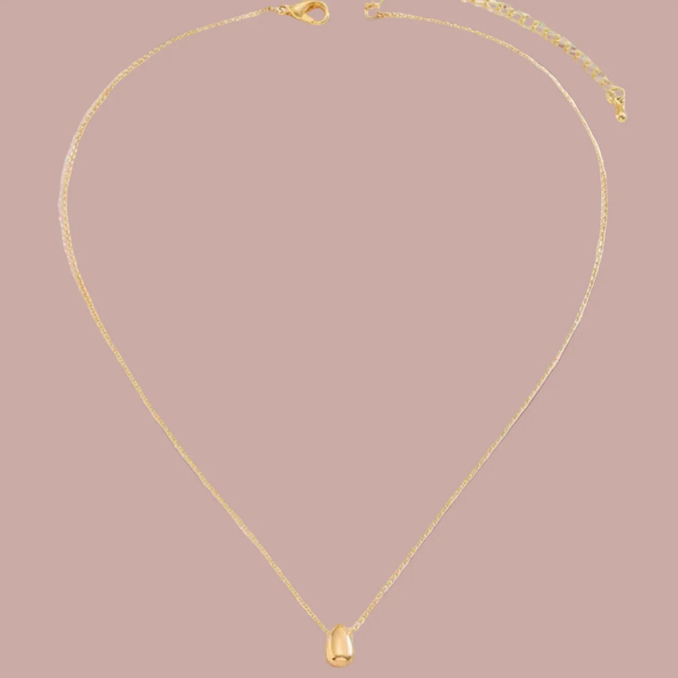 Collar con Colgante Fino en Forma de Gota de Agua oro