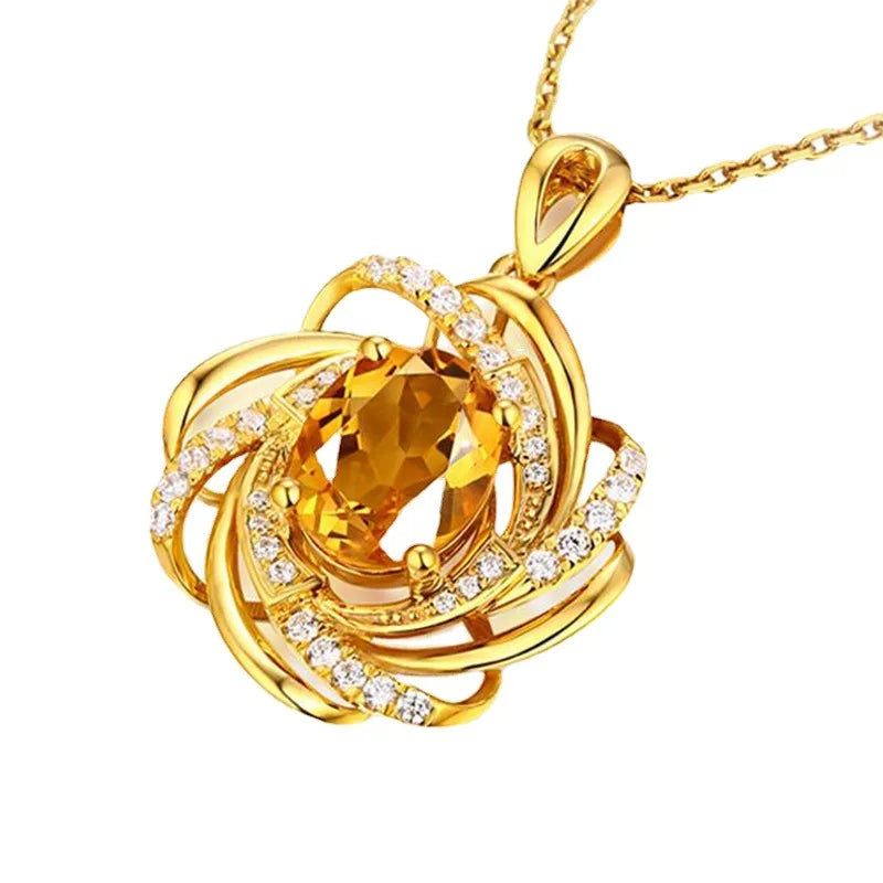 Collar con bonito colgante de flor, perla y circonio dorado