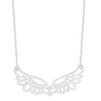 Collar con gran dije de alas de ángel plateado