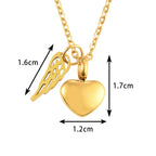 Collar relicario con colgante de alas de ángel y corazón