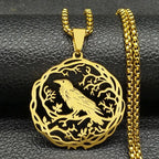 Collar con Colgante de Árbol con Pájaro dorado