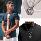 Collar con Colgante Brújula Rosa de los Vientos para Hombre plata