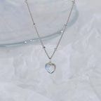 Collar con Colgante de Corazón Fertilidad Piedra de Luna cadena con perlas