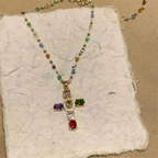 Collar con Colgante de Cruz en Circonio para Mujer