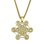Collar con Colgante Cubo de Metatrón dorado