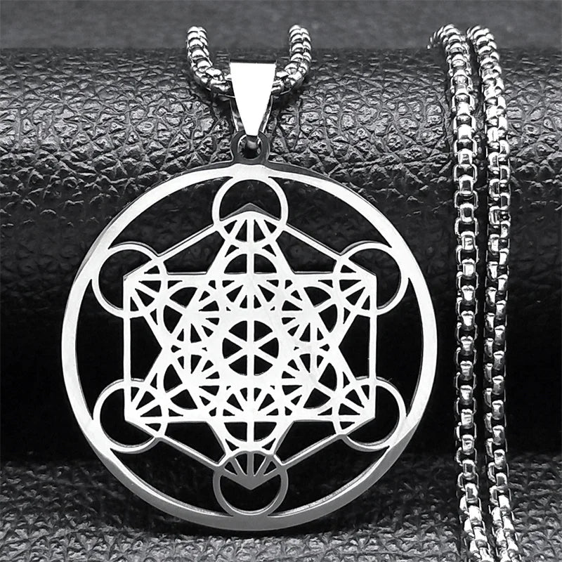 Collar con Colgante Cubo de Metatrón en plata