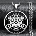 Collar con Colgante Cubo de Metatrón en plata