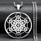 Collar con Colgante Cubo de Metatrón en plata