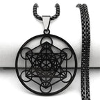 Collar con Colgante Cubo de Metatrón negro