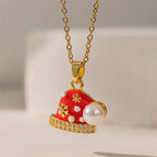 Collar con colgante de gorro de Navidad