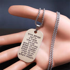 Collar con colgante de plegarias judías Mezuzá en letras hebreas de plata