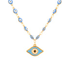 Collar de Perlas con Colgante Ojo Azul Estilo 2