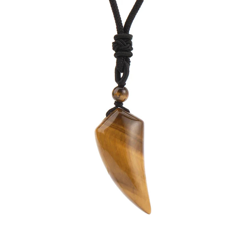Collar con colgante de piedra natural Diente de Tiburón Ojo de Tigre