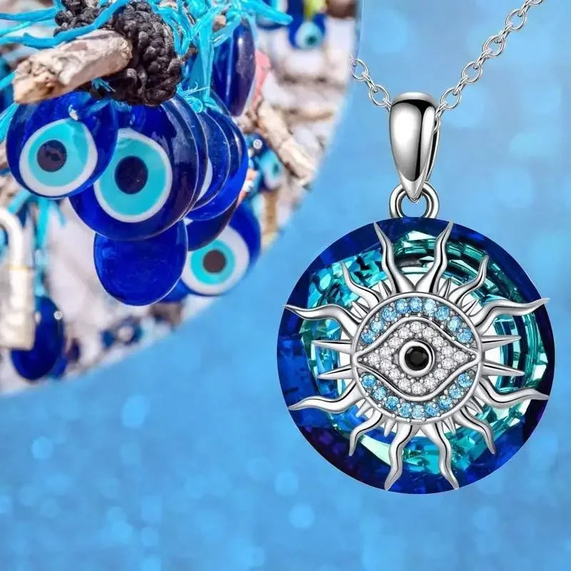 Collar con Colgante de Circonia para Protección contra el Mal de Ojo